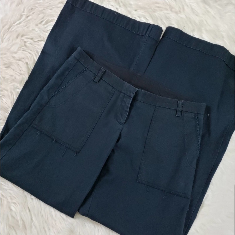 Anthropologie Poleci Navy Ribbed Wide Leg Pants